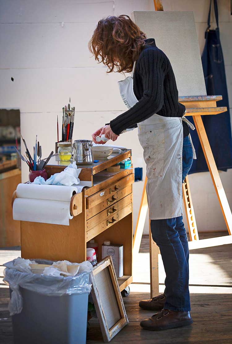 Coral Woodbury in her studio. Photo: Myke Yeager.
