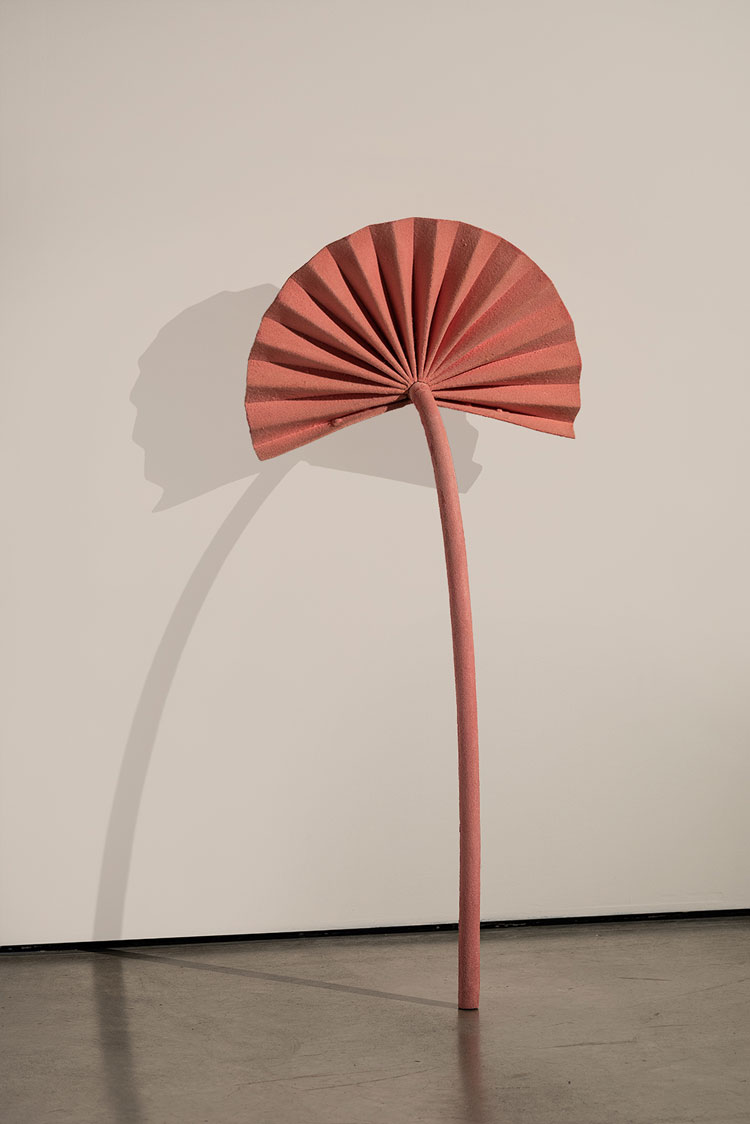 Barbara Zucker, Blushing Bride, 1977. Flocking on steel, 38 1/2 × 16 1/4 × 12 in (97.79 × 41.28 × 30.48 cm). Marieluise Hessel Collection, Hessel Museum of Art, Center for Curatorial Studies, Bard College, Annandale-on-Hudson, New York. Photo: Chris Kendall.