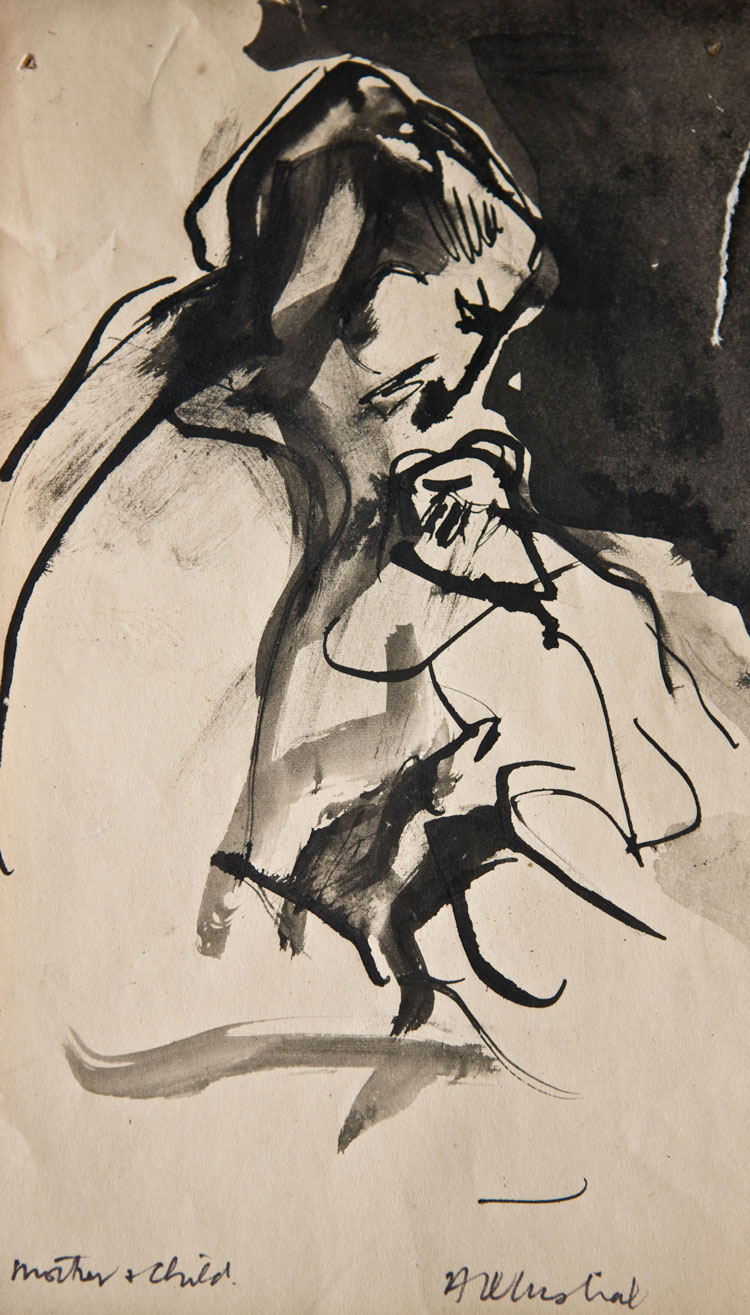 Anthony Whishaw. Mother And Child, 1963. Ink on paper, 13 x 22 cm. © the artist.