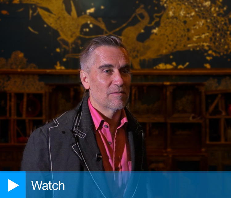 Darren Waterston talking to Studio International ahead of the opening of his installation Filthy Lucre: Whistler’s Peacock Room Reimagined, at the Victoria & Albert Museum, London. Photo: Martin Kennedy.