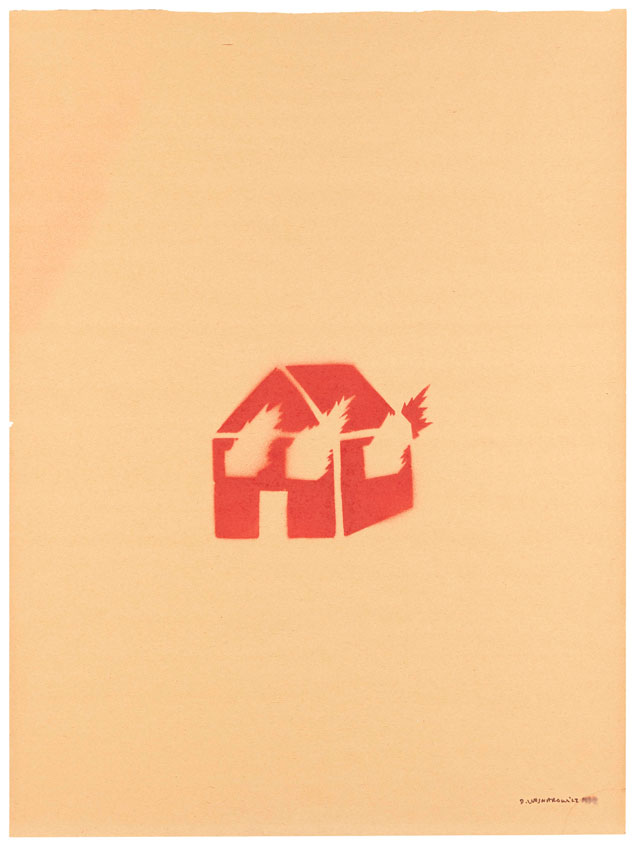 David Wojnarowicz, Untitled (Burning House), 1982. Spray paint on paper, 60.8 × 45.4 cm. Whitney Museum of American Art, NewYork; purchase, with funds from the Print Committee 2010. Photograph courtesy Museo Reina Sofia.