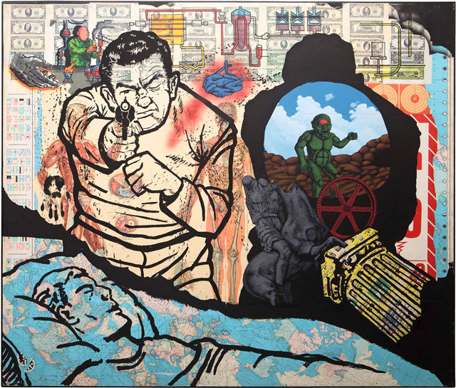 David Wojnarowicz, History Keeps Me Awake at Night (For Rilo Chmielorz), 1986 Acrylic, spray paint and collaged paper on Masonite,182.9 × 213.4 cm. Collection of John P. Axelrod. Photograph courtesy Museo Reina Sofia.