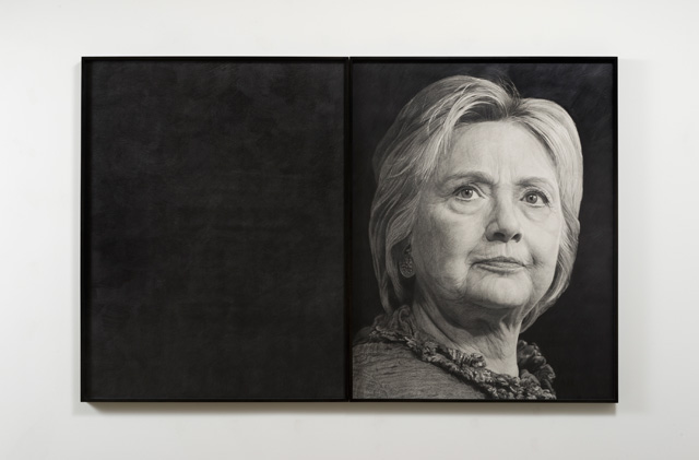 Karl Haendel. Hillary, 2016. Pencil on paper, audio recording, 148 x 229.9 x 5.1 cm (diptych). © the artist, courtesy Edel Assanti.
