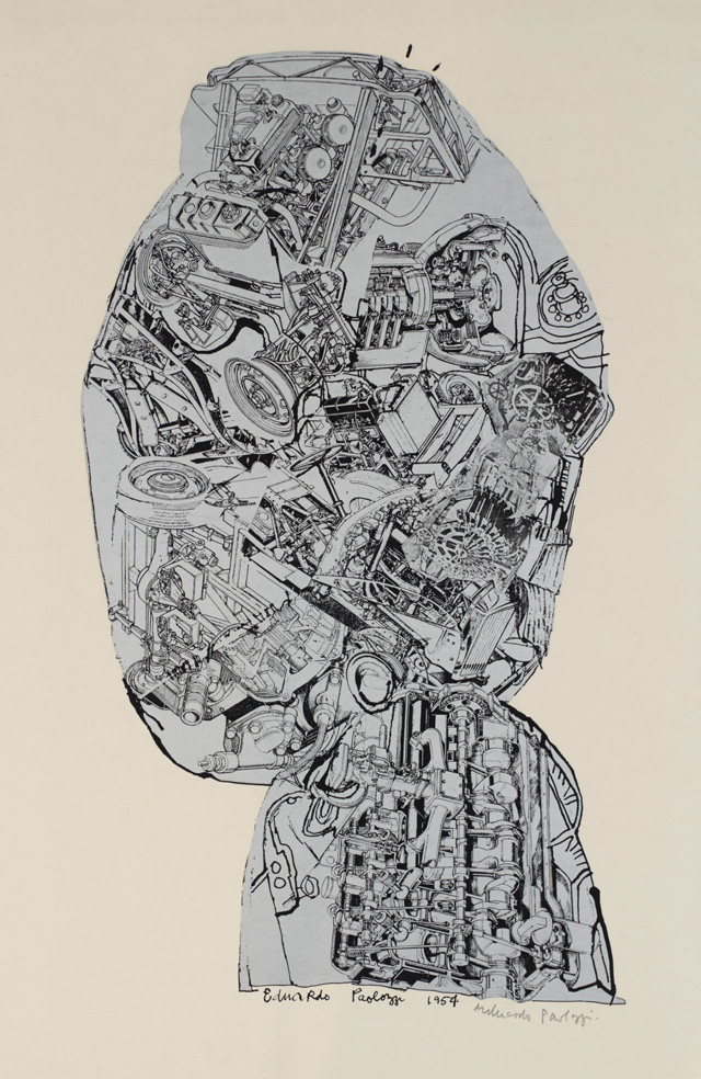 Eduardo Paolozzi. Automobile Head, 1954/62. Screenprint on paper, 61.6 x 41.3cm. Collection: Tate, presented by Rose and Chris Prater through the Institute of Contemporary Prints 1975. © Trustees of the Paolozzi Foundation, Licensed by DACS 2018.