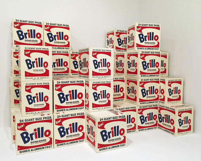 Andy Warhol. Brillo Boxes, 1969 (version of 1964 original). Silkscreen ink on wood, fifty parts. Installation view, photo: Jill Spalding.