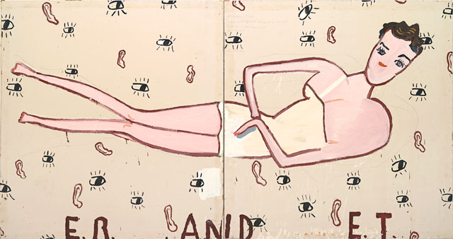 Rose Wylie, ER & ET, 2011. Oil on canvas, 182 × 344 cm. Courtesy of Morten Viskum Collection.