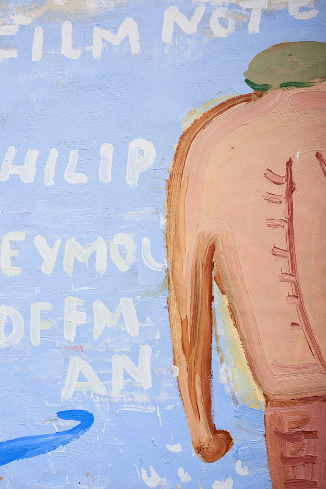 Rose Wylie, Jack Goes Swimming (Jack), 2013 (detail). Oil on canvas, 207 x 168 cm. Courtesy of Private Collection.