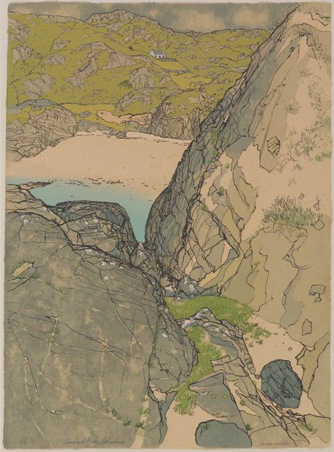 Frances Walker. Achmelvich shore, 1980. Screenprint, 78 x 57 cm. Courtesy of Tatha Gallery, Newport on Tay. Copyright Frances Walker.