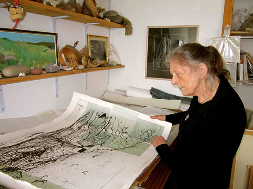Frances Walker in her studio, Aberdeen, Scotland, 2015.