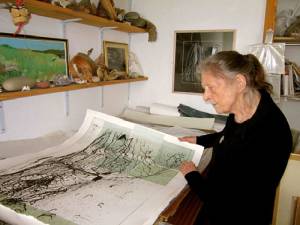 Frances Walker in her studio, Aberdeen, Scotland, 2015.