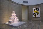 Andy Warhol. <em>Brillo Boxes</em> (1968) and <em>Dollar Sign</em> (1982).