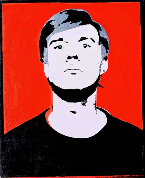 Early Self-Portrait, 1964. Acrylic, silver paint and silkscreen ink on canvas .50.8 x 41 cm. Froehlich Collection, Stuttgart © 2004 Andy Warhol Foundation for the Visual Arts / ARS, New York