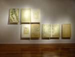 Sotaro Ide book pages, installation view. Copper-plate etching, each page 90 x 60 cm.