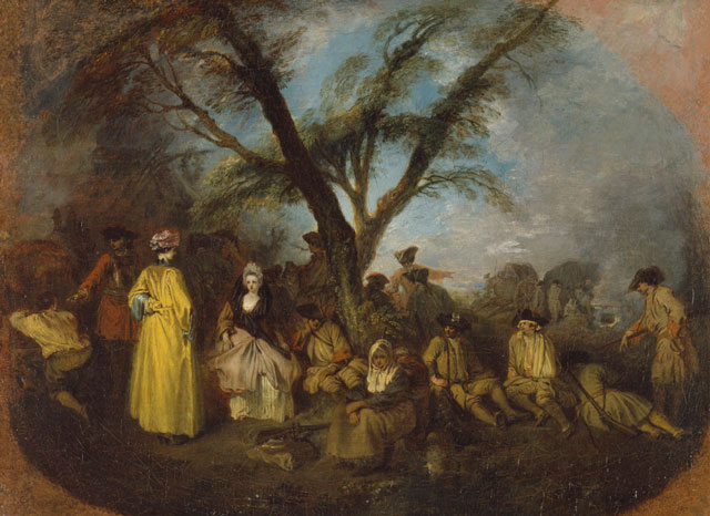 Jean-Antoine Watteau. The Halt, c1710. Oil on canvas, 12 5/8 x 16 ¾ in. Museo Thyssen-Bornemisza, Madrid. Photograph: Museo Thyssen-Bornemisza, Madrid.