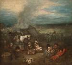 Jean-Antoine Watteau. The Supply Train, c1715. Oil on panel, 11 1/8 x 12 3/8 in. Collection Lionel and Ariane Sauvage.