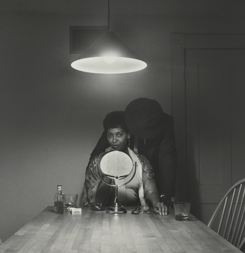 Carrie Mae Weems. Untitled (Man and mirror) (from Kitchen Table Series), 1990. Gelatin silver print, 27 1/4 x 27 1/4 inches (69.2 x 69.2 cm).
Collection of Eric and Liz Lefkofsky, Promised gift to The Art Institute of Chicago. © Carrie Mae Weems
Photograph: © The Art Institute of Chicago.