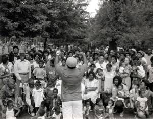 Carrie Mae Weems.  Family Reunion (from Family Pictures and Stories), 1978–84.  Gelatin silver print, 30 x 40 inches (76.2 x 101.6 cm).  Collection of the artist, courtesy Jack Shainman Gallery, New York . © Carrie Mae Weems.