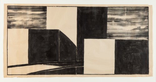 David Weiss. Grosse Zeichnungen: Morgengrauen (Large drawings: Dawn), undated. Ink on paper, 127 x 254 cm.