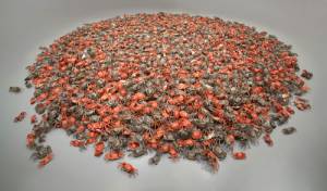 Ai Weiwei. He Xie, 2010. 3,200 porcelain crabs, dimensions variable. Installation at the Hirshhorn Museum and Sculpture Garden, Washington, D.C., 2012. Courtesy of Ai Weiwei Studio. Photograph: Cathy Carver.