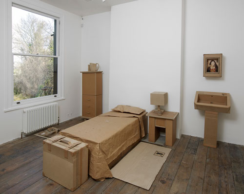 WAMI (Yaseen Wami, Hashim Taeeh). Untitled, 2013. Cardboard and mixed media, dimensions variable. Installation view at the South London Gallery, 2014. Photograph: Andy Keate. Courtesy of the artist and RUYA Foundation.