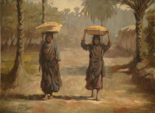 Bassim Al-Shaker. Date Sellers, 2011. Oil on canvas, 60 x 80 cm. Courtesy of Al-Nakhla Gallery. Courtesy of the artist and RUYA Foundation.