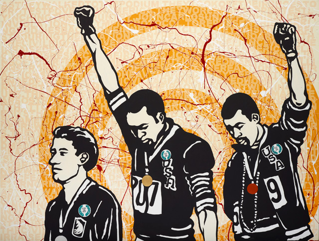 Richard Bell, Emory Douglas. We can be heroes, 2014. AGNSW, Purchased with funds from the Wendy Barron Bequest Fund 2015. © Richard Bell and Emory Douglas, courtesy Milani Gallery, Brisbane.