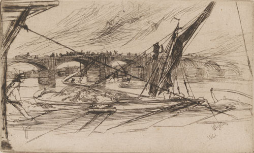 James Abbott McNeill Whistler. Vauxhall Bridge, 1861. Etching and drypoint, 217 x 278 mm. Victoria and Albert Museum, London.