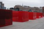 Larry Bell. Pacific Red II, 2017. Laminated glass. Collection of the artist. Photograph: Miguel Benavides.