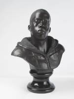 Kehinde Wiley. Houdon Paul-Louis, 2011. Bronze with polished stone base, 34 x 26 x 19 in (86.4 x 66 x 48.3 cm). Brooklyn Museum; Frank L. Babbott Fund and A. Augustus Healy Fund, 2012.51. © Kehinde Wiley. (Photograph: Sarah DeSantis, Brooklyn Museum).