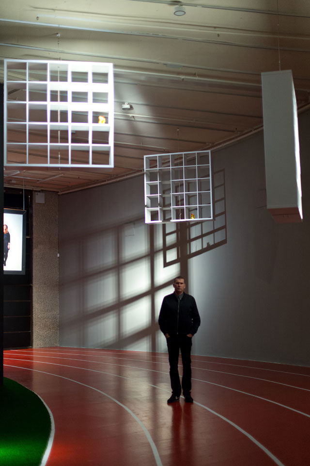 Bedwyr Williams in The Gulch, The Curve, Barbican Centre.
Photograph: Ben Pruchnie/Getty Images.