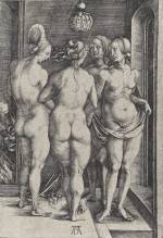 Albrecht Dürer. The Four Witches (Bartsch No. 75 (89)). Engraving on paper 19 x 13.1 cm. © National Galleries of Scotland.