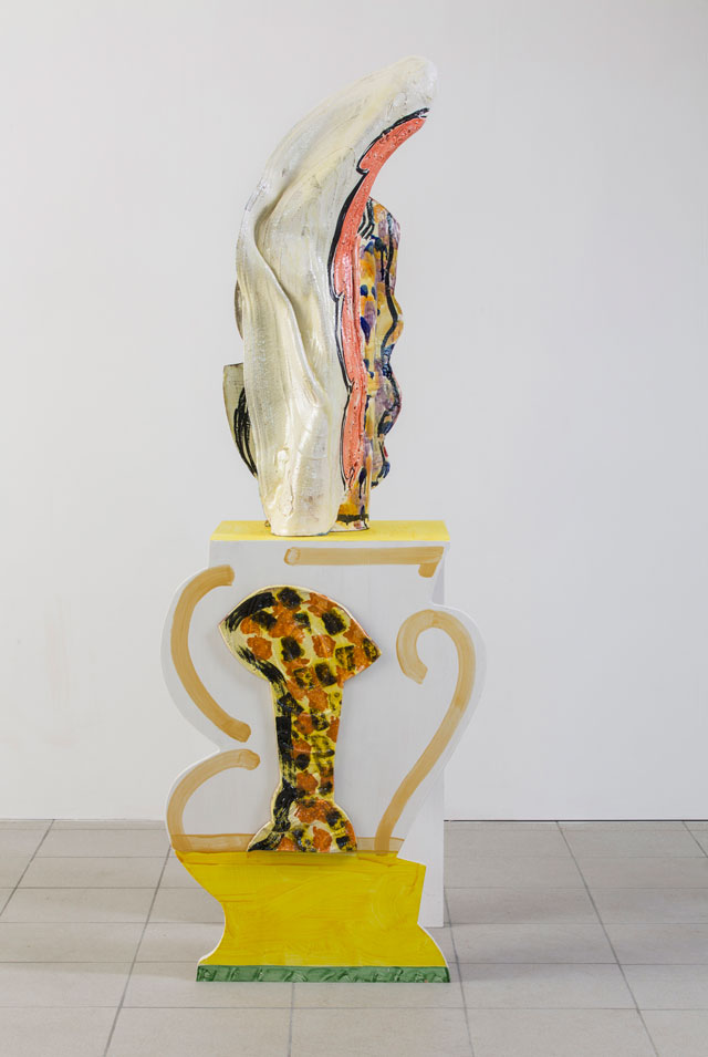 Betty Woodman. Vase Upon Vase: Diana, 2009. Glazed earthenware, epoxy resin, lacquer, acrylic paint, wood, 169 x 58 x 43 cm. 
Photograph: Bruno Bruchi.