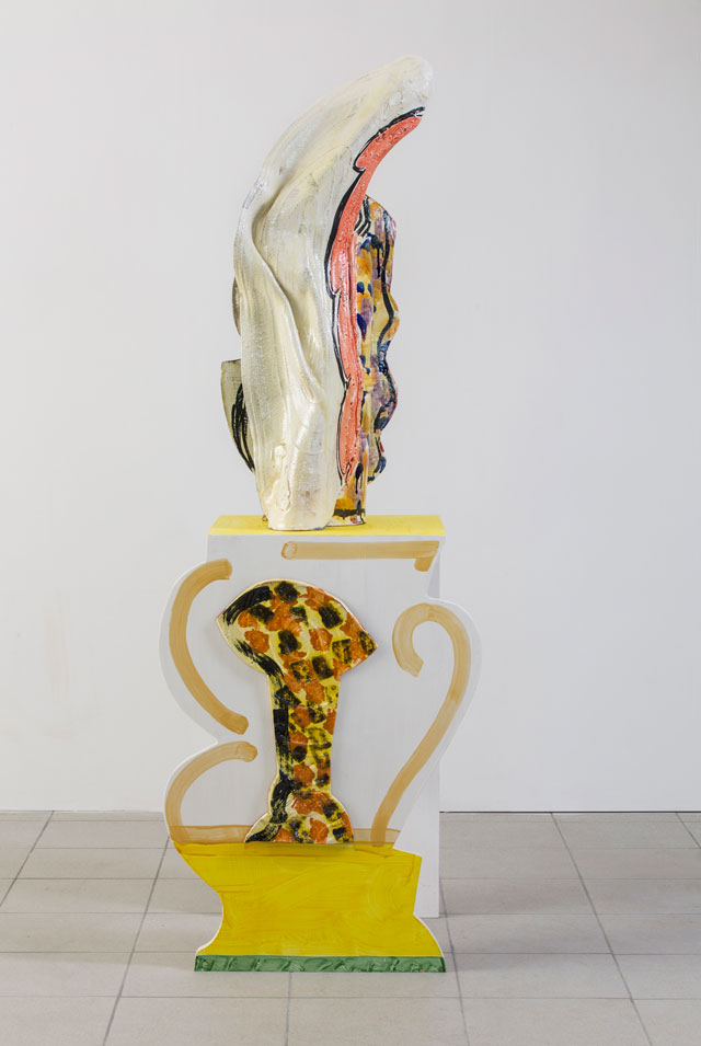 Betty Woodman. Vase Upon Vase: Diana, 2009. Glazed earthenware, epoxy resin, lacquer, acrylic paint, wood, 169 x 58 x 43 cm. 
Photograph: Bruno Bruchi.