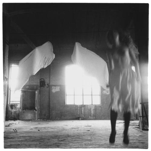 Francesca Woodman, From Angel Series, Rome, 1977-1978. Gelatin silver estate print 25.4 x 20.3 cms, 10 x 8 inches. Courtesy George and Betty Woodman and Victoria Miro, London