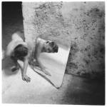 Francesca Woodman, Self-deceit #1, Rome, 1977-1978. Gelatin silver estate print 25.4 x 20.3 cms, 10 x 8 inches. Courtesy George and Betty Woodman and Victoria Miro, London