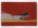 Ikemura Leiko, <i>Lying in Red</i>, 1997. Oil on canvas 90 x 130cm. Photo 
        Courtesy: SHUGOARTS, Tokyo