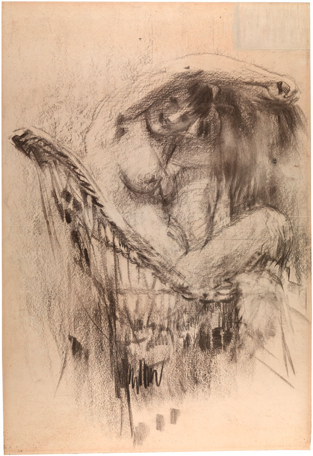 Rik Wouters. Nude in a cane chair, 1911. Charcoal on paper, 99 × 68 cm. Antwerp, Koninklijk Museum voor Schone Kunsten Antwerpen. © Lukas - Art in Flanders vzw. Photograph: Hugo Maertens.