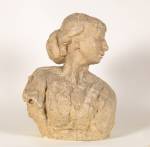 Rik Wouters. Leaning bust (Leaning bust with chignon), 1909. Plaster, 49.5 × 38 × 29.5 cm. Brussels, Royal Museums of Fine Arts of Belgium. © Royal Museums of Fine Arts of Belgium, Brussels. Photograph: J. Geleyns - Ro scan.