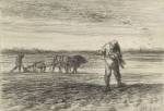 Jean François Millet. Man ploughing and another sowing, 1849–52. Black crayon on off-white paper. © Ashmolean Museum, University of Oxford.
