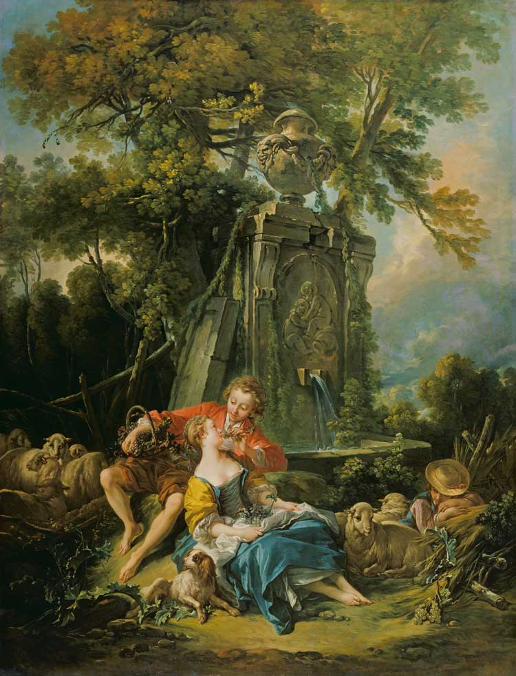 François Boucher. Pastoral with a Couple near a Fountain, 1749. © The Trustees of the Wallace Collection.