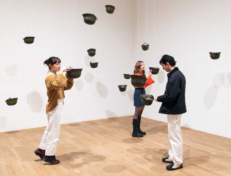 Yoko Ono, Helmets (Pieces of Sky), 2001,  installation view, Yoko Ono: Music of the Mind, Tate Modern, London, 2024. Photo: © Tate/Lucy Green.