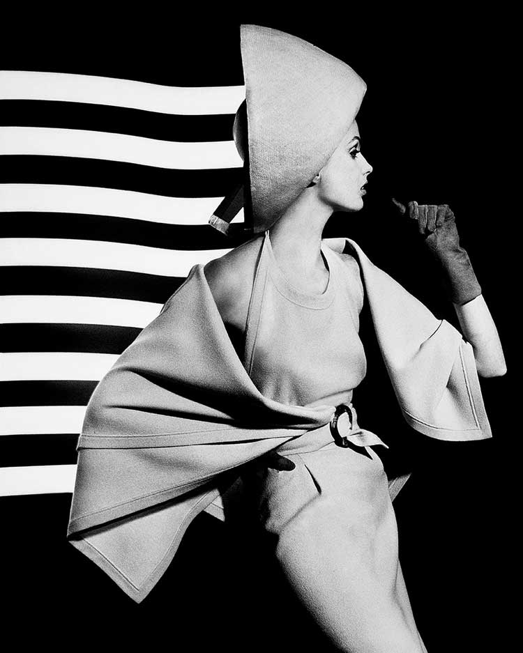 William Klein. Dorothy McGowan + White Light Stripes, for Vogue, 1962. © William Klein.