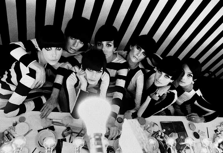 William Klein. Op-art dressing room and models, ‘Who Are You, Polly Maggoo?’, 1966. © William Klein.