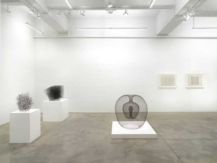 Installation view of works by John Pai, The Unseen Professors at Tina Kim Gallery. Photo: Dario Lasagni.