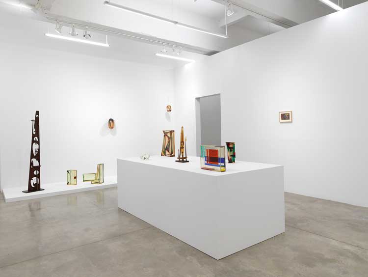 Installation view of works by Leo Amino, The Unseen Professors at Tina Kim Gallery. Photo: Dario Lasagni.