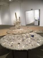 Yu Ji. Flesh in Stone Ghost No 8, 2021. Cement, iron, plaster, wood, concrete, rocks, wax, wooden tables. Photo: Veronica Simpson.