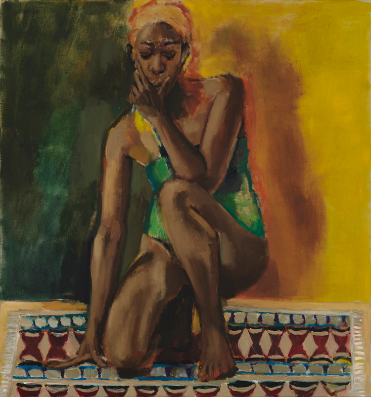 Lynette Yiadom-Boakye, Amber and Jasmine, 2018. Oil on linen. Lent by the Nerman Family Collection, © Lynette Yiadom-Boakye, courtesy of the artist, Jack Shainman Gallery, New York, and Corvi-Mora, London.