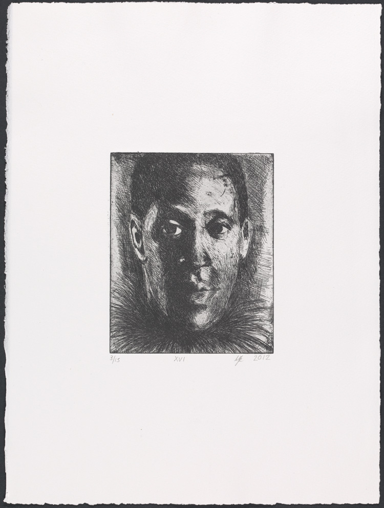 Lynette Yiadom-Boakye, Fly XVI, 2012. Etching. Yale Center for British Art, Laura and James Duncan, Yale BA 1975, and Friends of British Art Fund, in honor of Gillian Forrester, © Lynette Yiadom-Boakye, courtesy of the artist, Jack Shainman Gallery, New York, and Corvi-Mora, London.