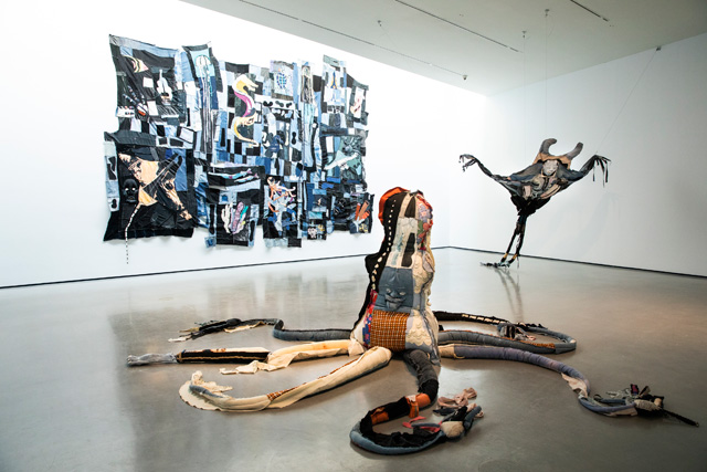Installation view of work by Tau Lewis, as part of Yorkshire Sculpture International, at The Hepworth Wakefield. Courtesy the artist and The Hepworth Wakefield. Photo: Nick Singleton.