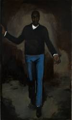 Lynette Yiadom-Boakye. Highriser, 2009. Oil on canvas, 250 x 150 cm. Collection of Michael and Catherina Roets, New York. Courtesy Corv-Mora, London and Jack Shainman Gallery, New York.